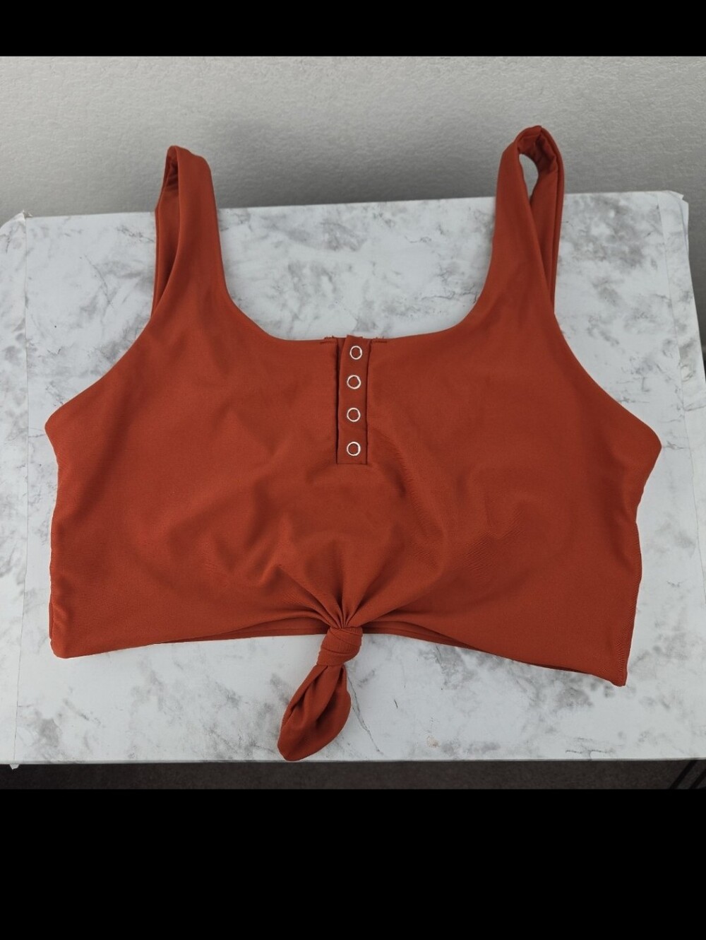 Zaful Rust Knot-Front Crop Tank